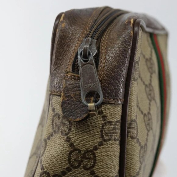 GUCCI GG Supreme Web Sherry Line Clutch Bag PVC Beige Red 75 01 012 Auth th6368 - Picture 16 of 16